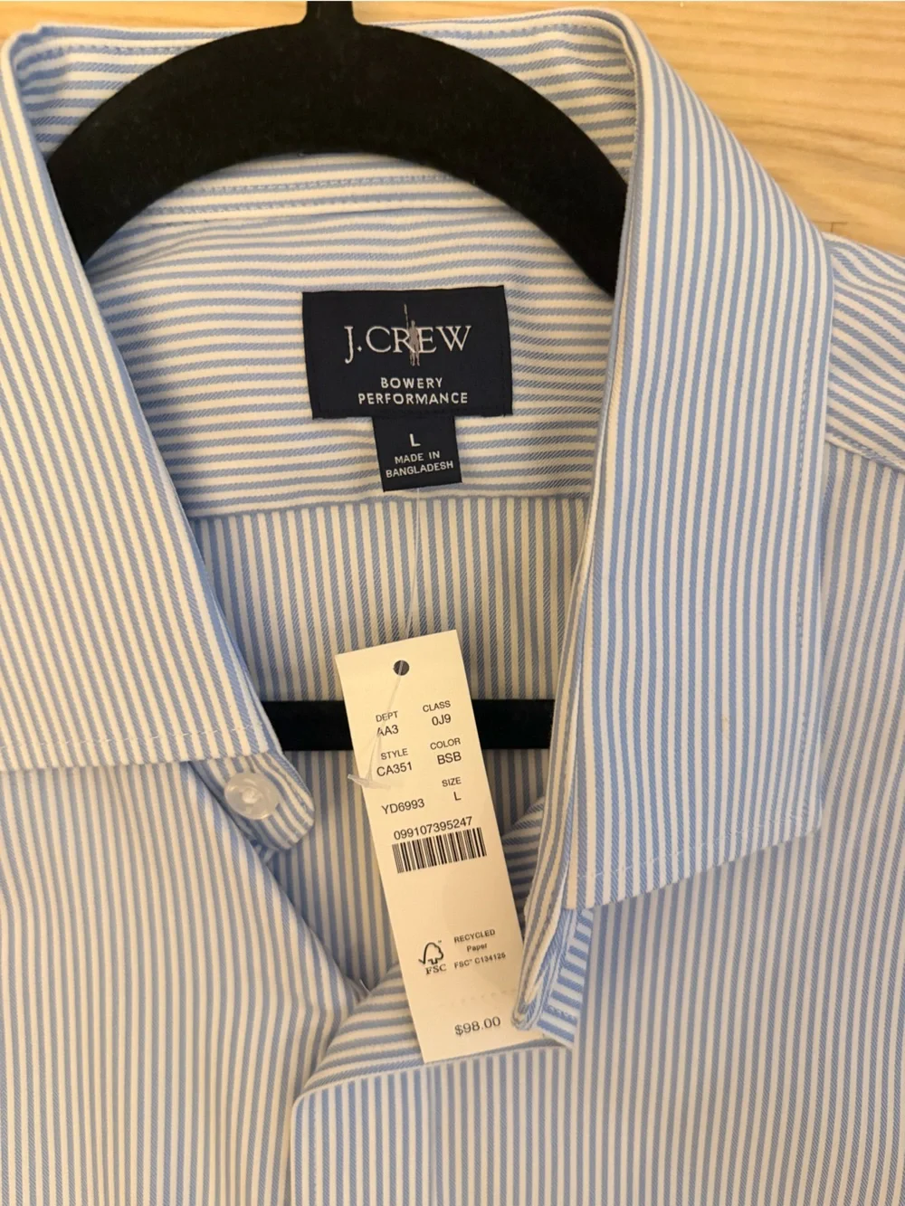 J. Crew Light Blue and White Pinstripe Dress Shirt